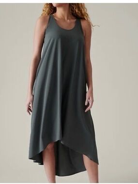 Athleta Presidio Traveler Maxi High-Low Dress in Olive Green